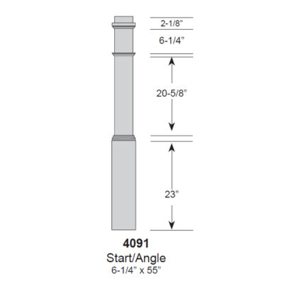 4091 Newel Post with Measurements