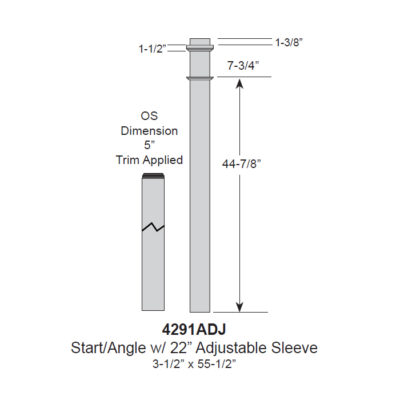 4291 Newel Post with Measurements