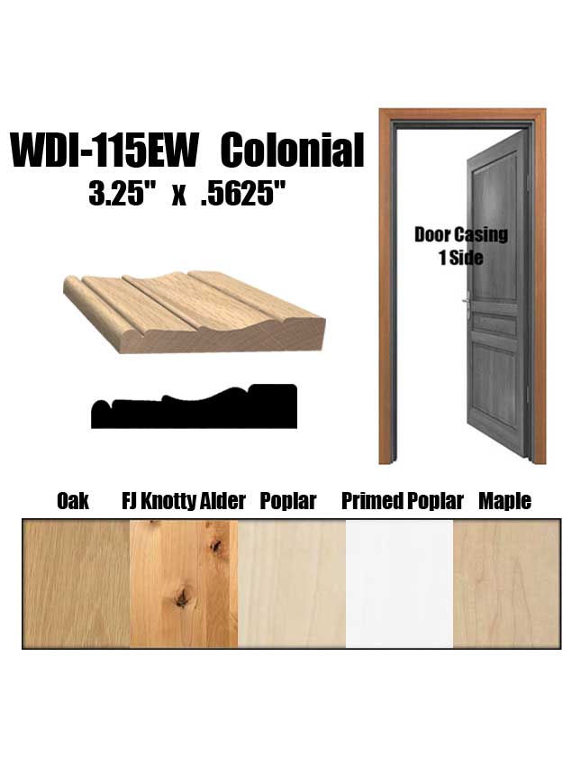 木戸 Door Casing, Colonial Style (WDI-115EW, 3.25″ x .5625″) Order by