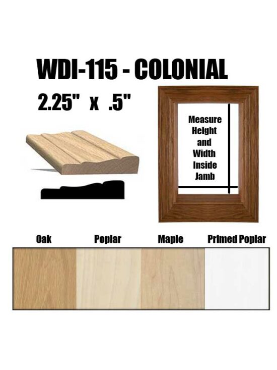 Window Casings, Colonial (WDI115) Order by Window Size PreAssembled